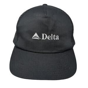 Delta Snapback Mesh Back Trucker Hat Black One Size Embroidered Cintas
